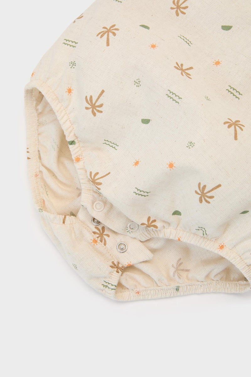DeFacto Beige BabyBoy Baby Boy Palm Patterned Linen 2 Piece Set Casual - Image 3